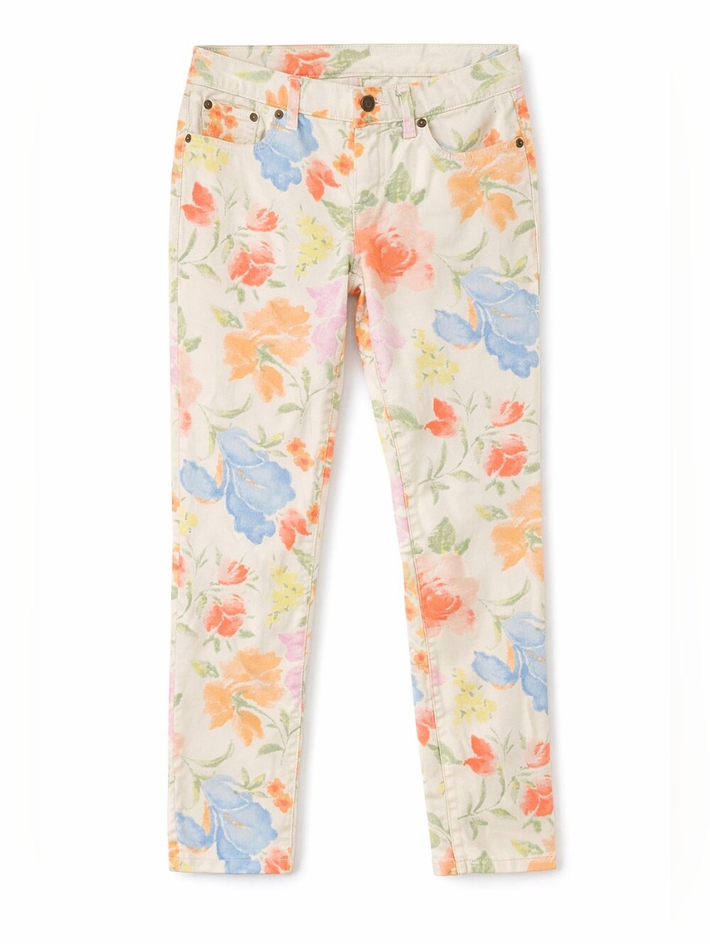 Lauren Ralph Lauren Modern Straight Floral Jeans - Cream with Pastel Colors Sz 4